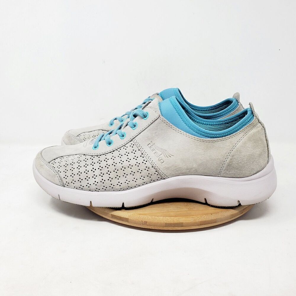 Dansko Shoes Womens 41 Elise Sneaker Grey Leather Blue Comfort Casual Athletic